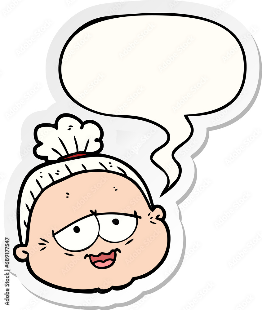 cartoon old lady with speech bubble sticker cartoon old lady with speech bubble sticker