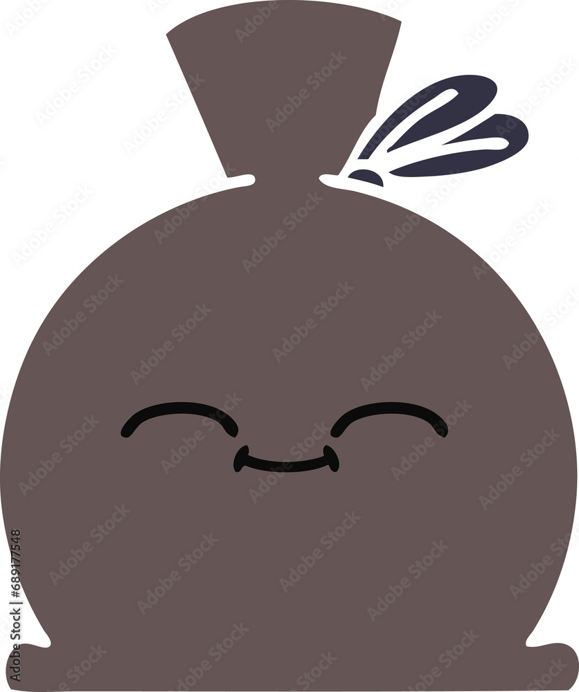 flat color retro cartoon of a sack flat color retro cartoon of a sack