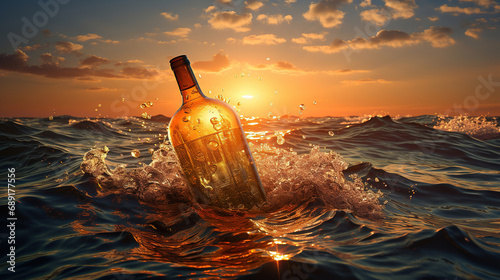 Sea-Borne Secrets: A Message Bottle's Journey Across the Waves photo