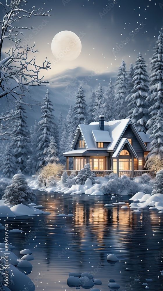 Fototapeta premium Sunset in the mountains. AI generated art illustration. 