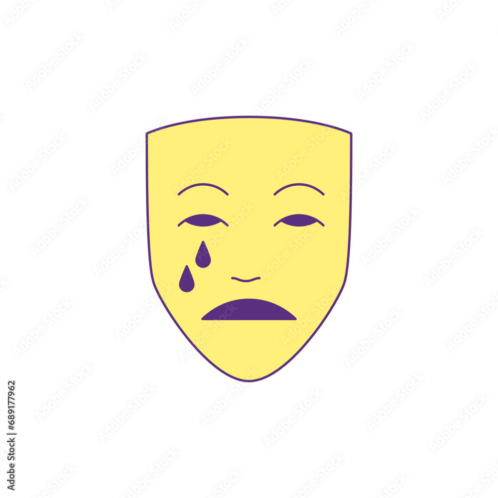 Y2k crying mask carnival face expression cartoon element groovy style icon vector flat illustration