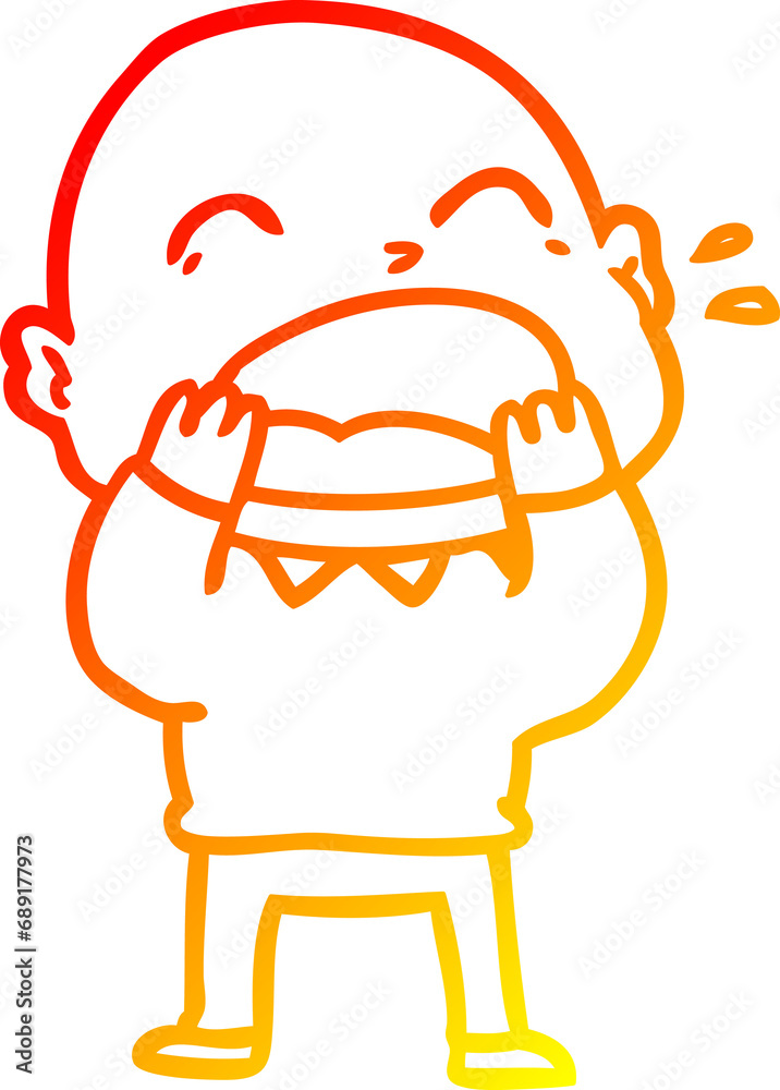 Obraz premium warm gradient line drawing of a cartoon shouting bald man
