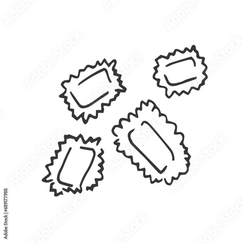Ravioli isolated on a white background. Set. Doodle flat style vector illustration