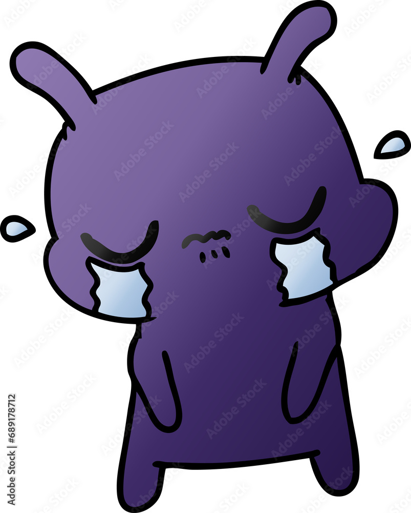 Fototapeta premium freehand drawn gradient cartoon of cute sad alien