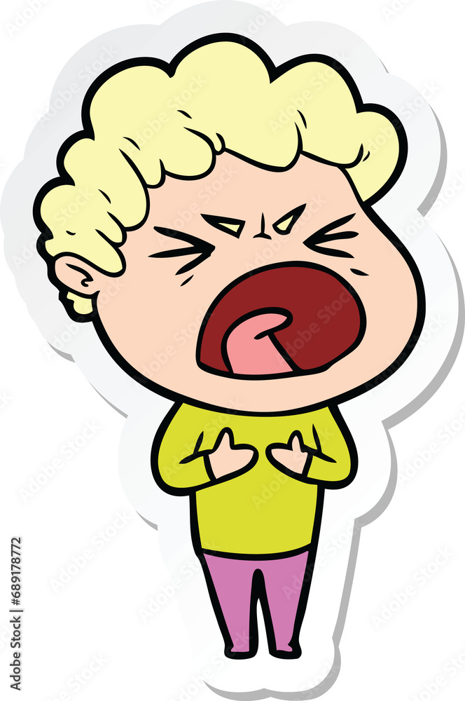 sticker of a cartoon furious man