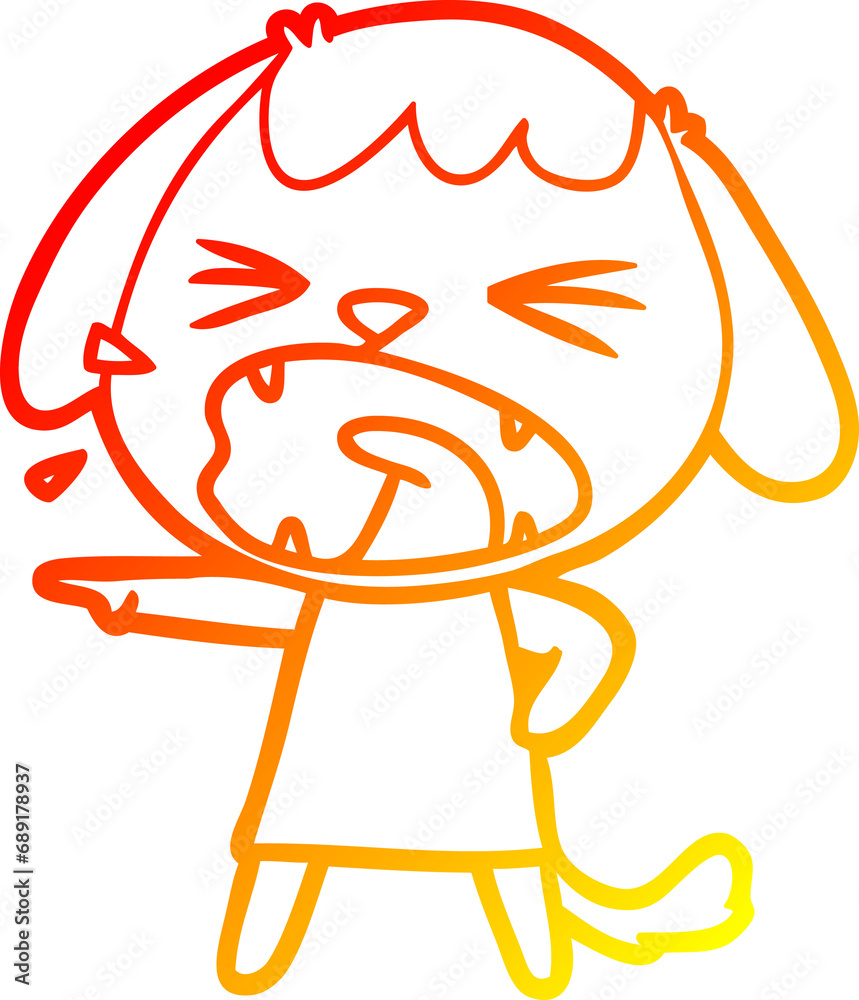 warm gradient line drawing of a cute cartoon dog barking warm gradient line drawing of a cute cartoon dog barking