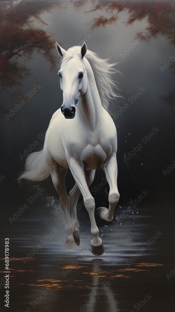horse running through water, dynamic, movement, beautiful oil painting created with Generative Ai horse running through water, dynamic, movement, beautiful oil painting created with Generative Ai