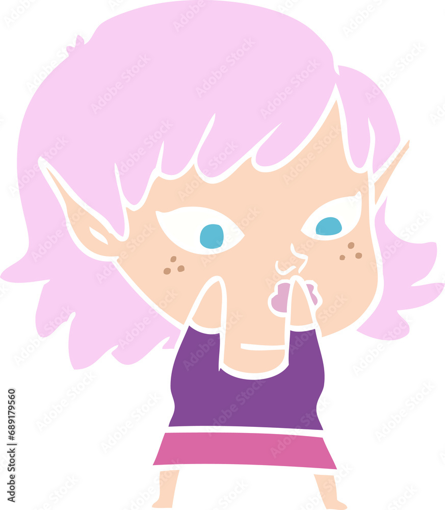 pretty flat color style cartoon elf girl pretty flat color style cartoon elf girl