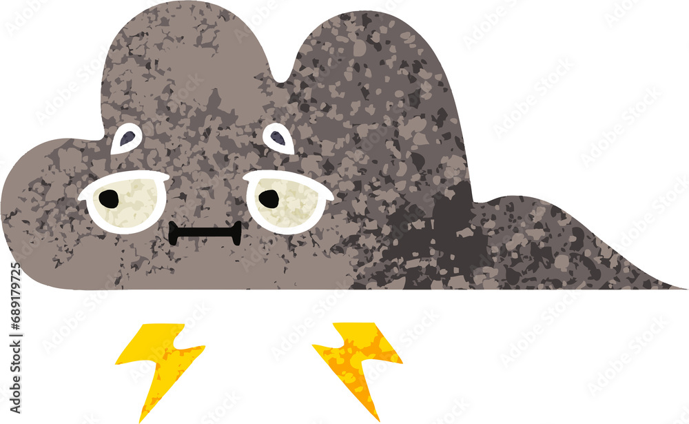 Obraz premium retro illustration style cartoon of a storm cloud