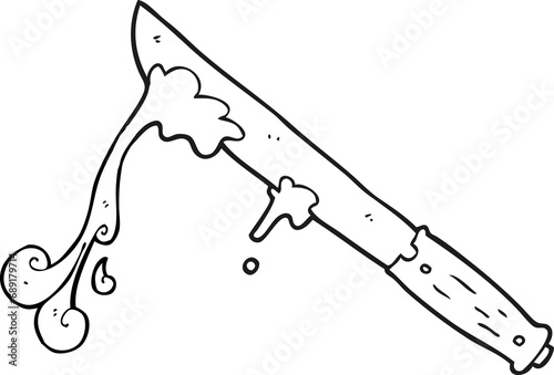 freehand drawn black and white cartoon butter knife photo