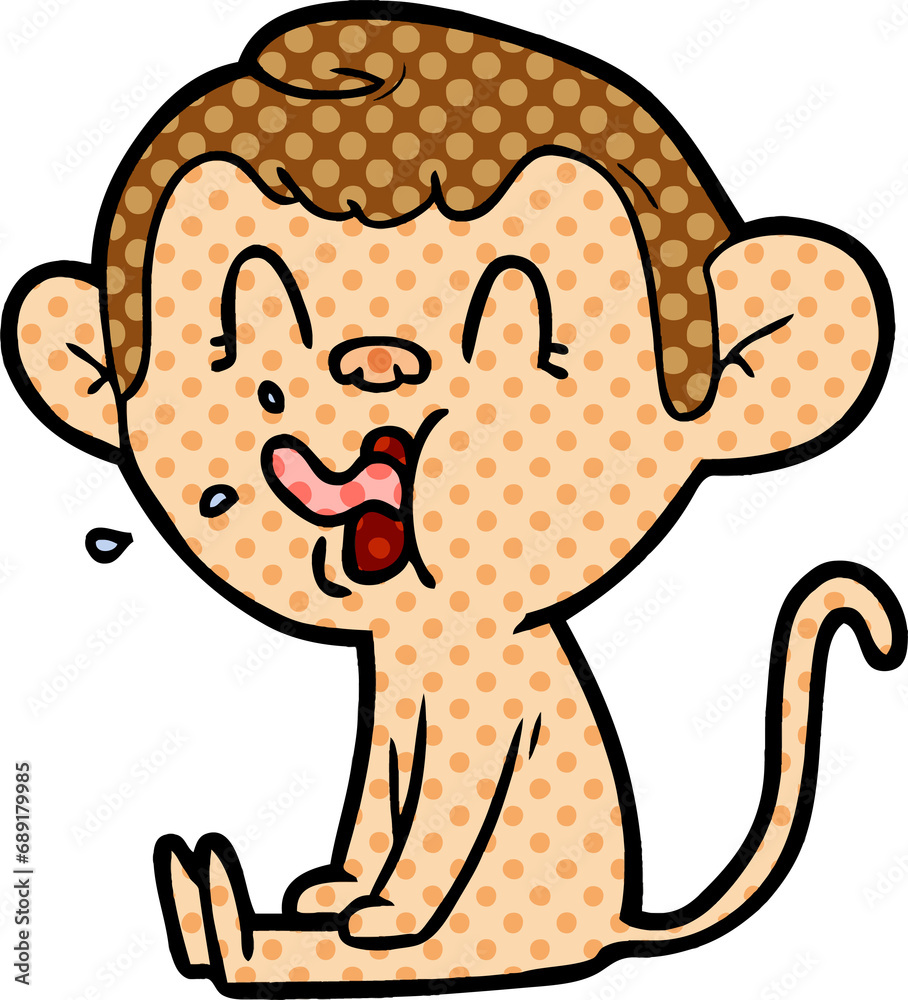 Obraz premium crazy cartoon monkey sitting