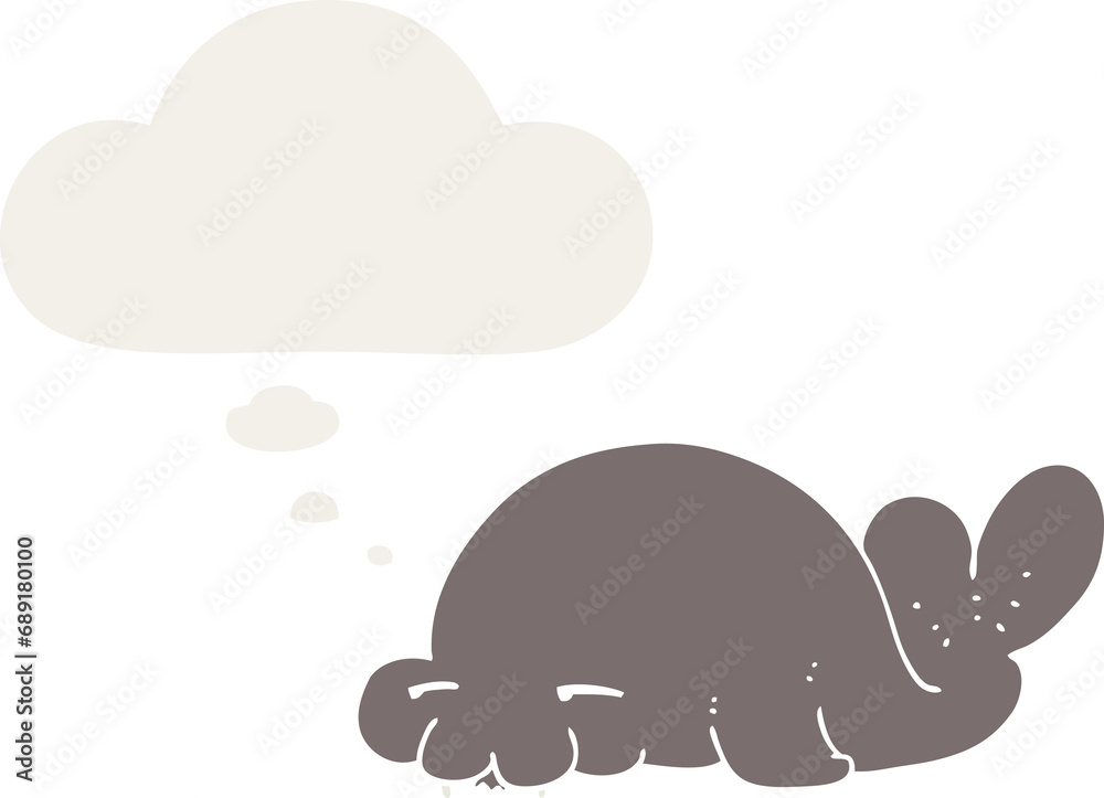 cartoon seal with thought bubble in retro style cartoon seal with thought bubble in retro style