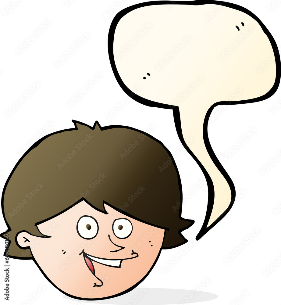 cartoon happy boy face with speech bubble cartoon happy boy face with speech bubble