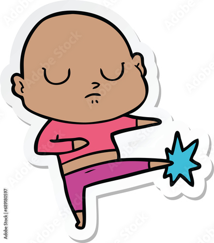 sticker of a cartoon bald man