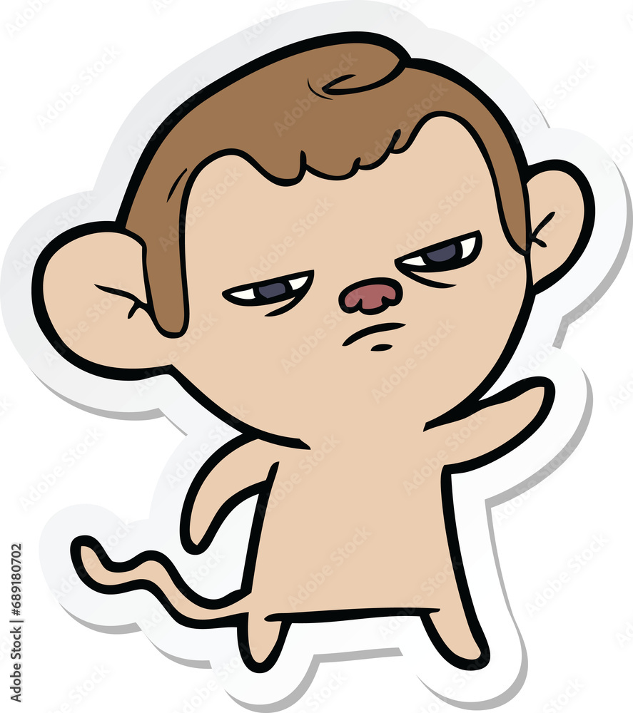 sticker of a cartoon annoyed monkey