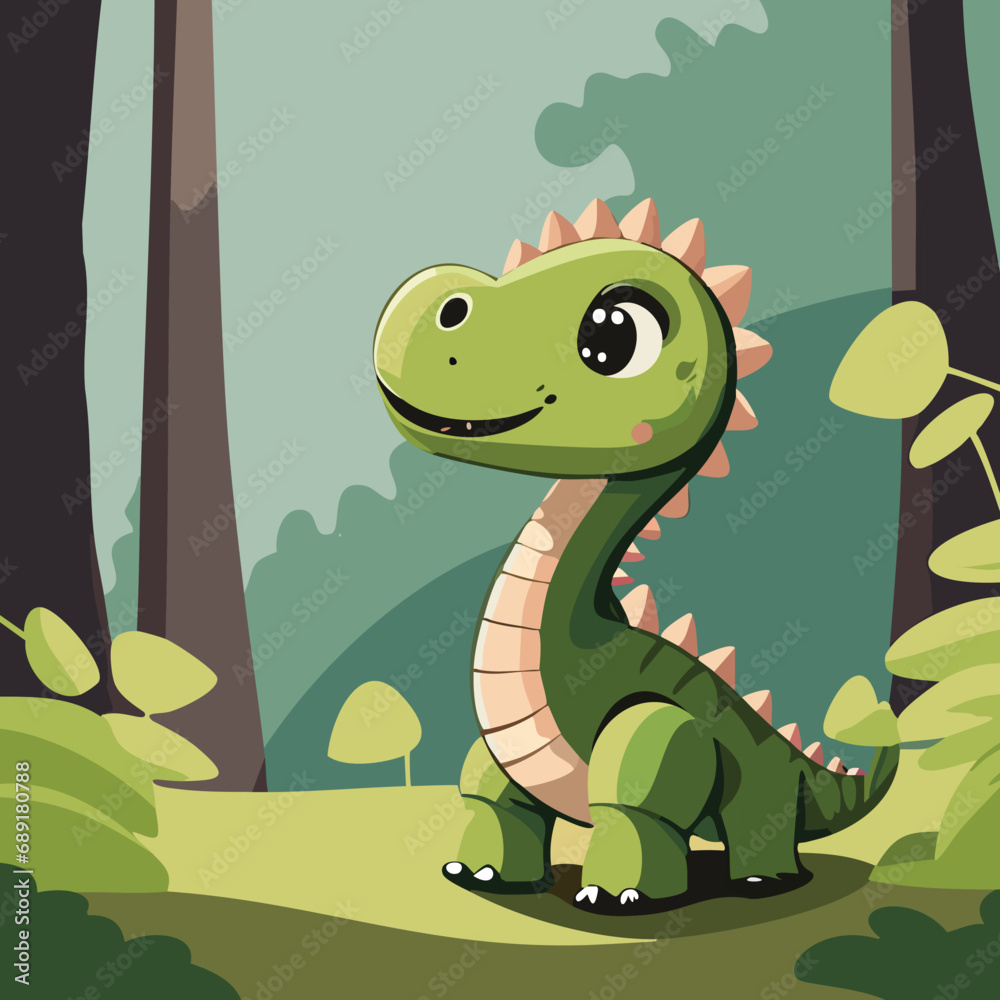 Fototapeta premium Little dino dragoon dinosaur cute illustration vector cartoon animal 
