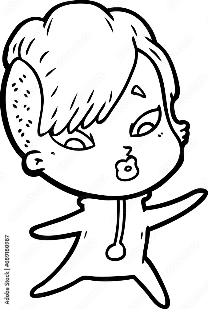 cartoon surprised girl in science fiction clothes cartoon surprised girl in science fiction clothes