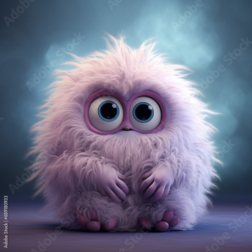 a cuddle monster that is a furry, amorphous creature with big, loving eyes created with Generative Ai