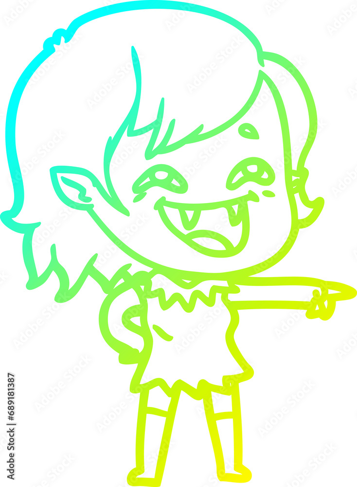 cold gradient line drawing of a cartoon laughing vampire girl cold gradient line drawing of a cartoon laughing vampire girl