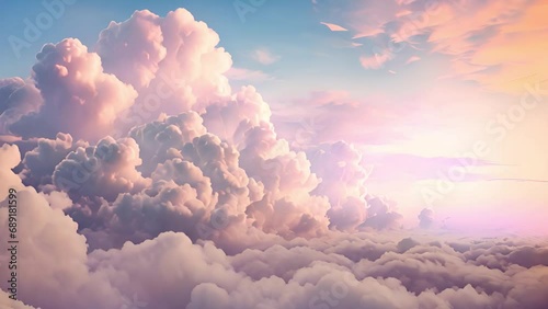 magical pink pastel clouds moving in the wind. Sunset colorful landscape. Abstract pink clouds close-up video footage Fantasy sunrise sunlight design