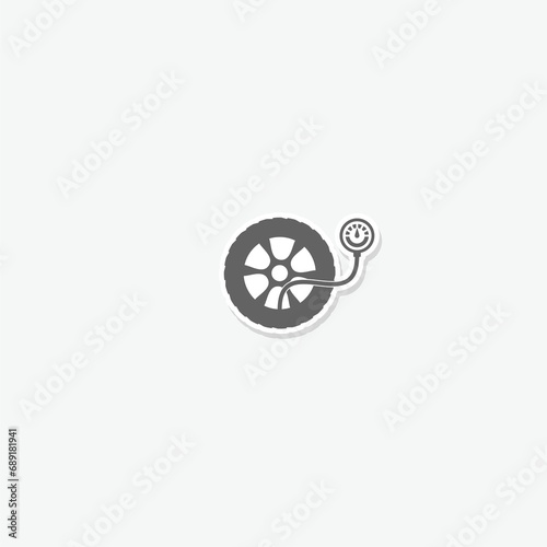 Wheel tire pressure icon sticker isolated on gray background