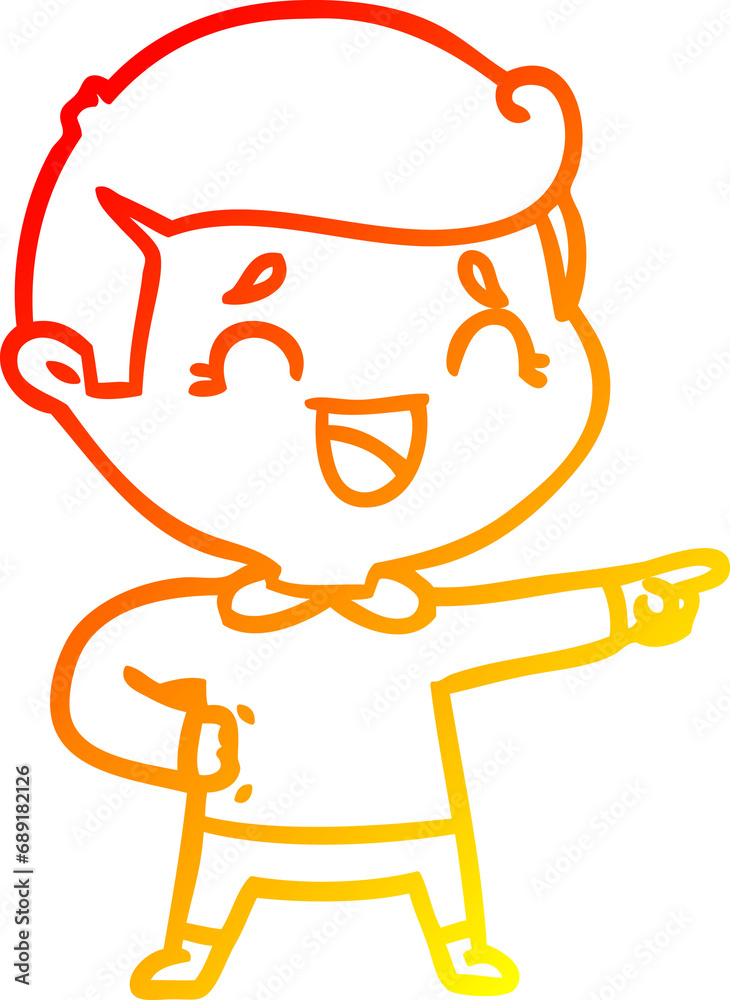 warm gradient line drawing of a cartoon laughing man pointing warm gradient line drawing of a cartoon laughing man pointing
