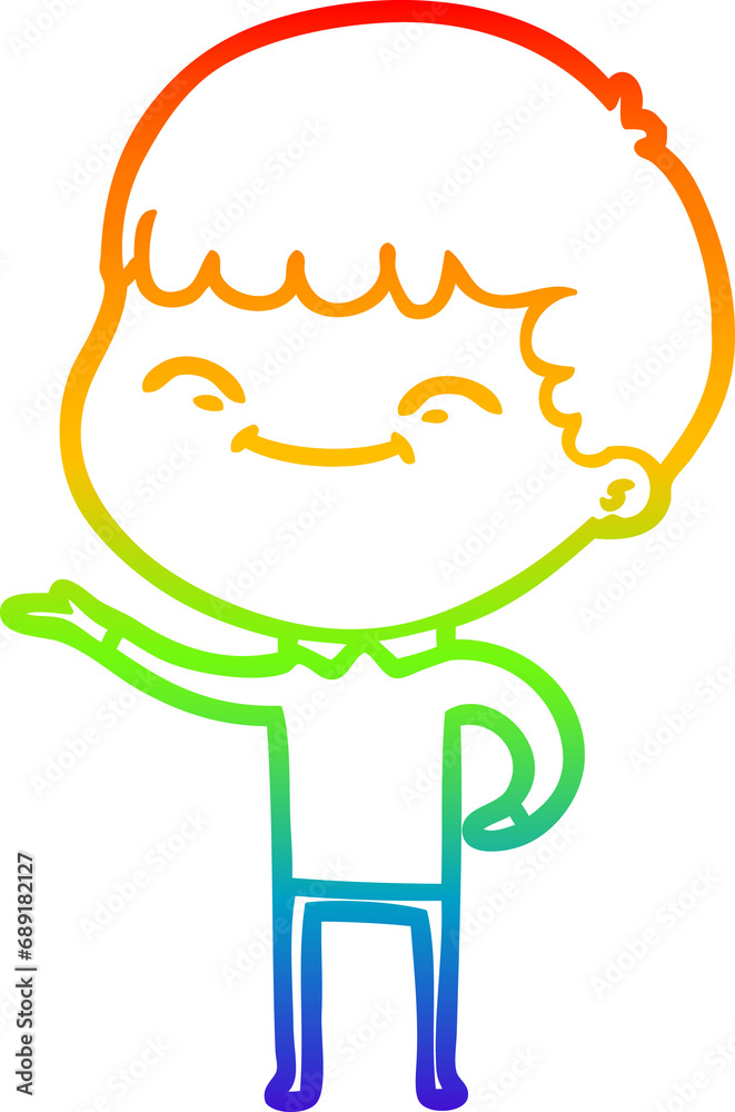 rainbow gradient line drawing of a cartoon happy boy rainbow gradient line drawing of a cartoon happy boy