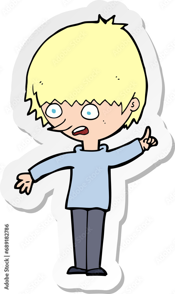 sticker of a cartoon boy with question sticker of a cartoon boy with question