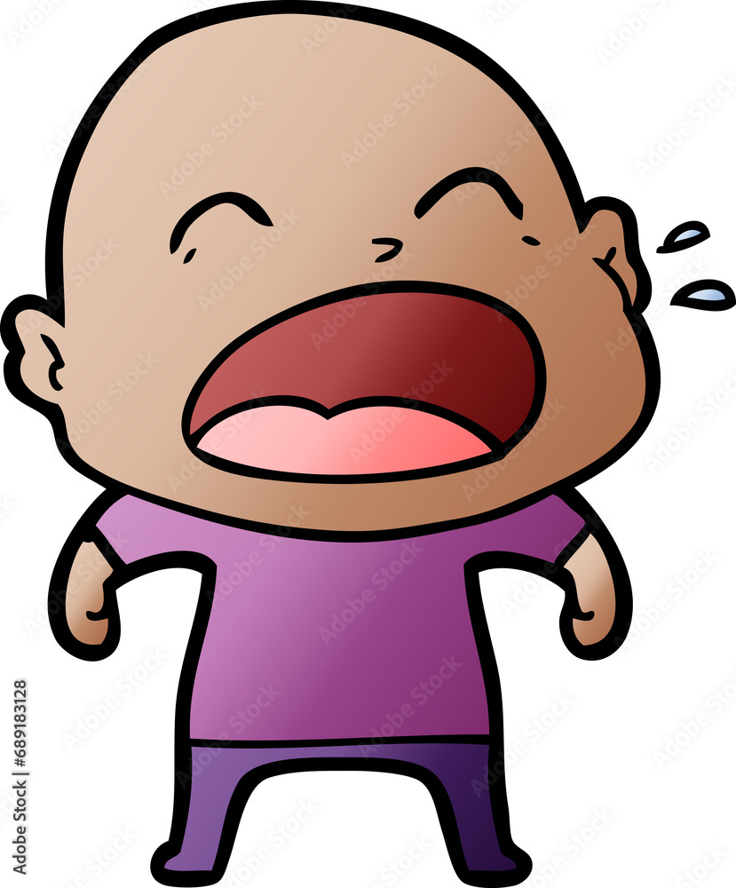 Obraz premium cartoon shouting bald man