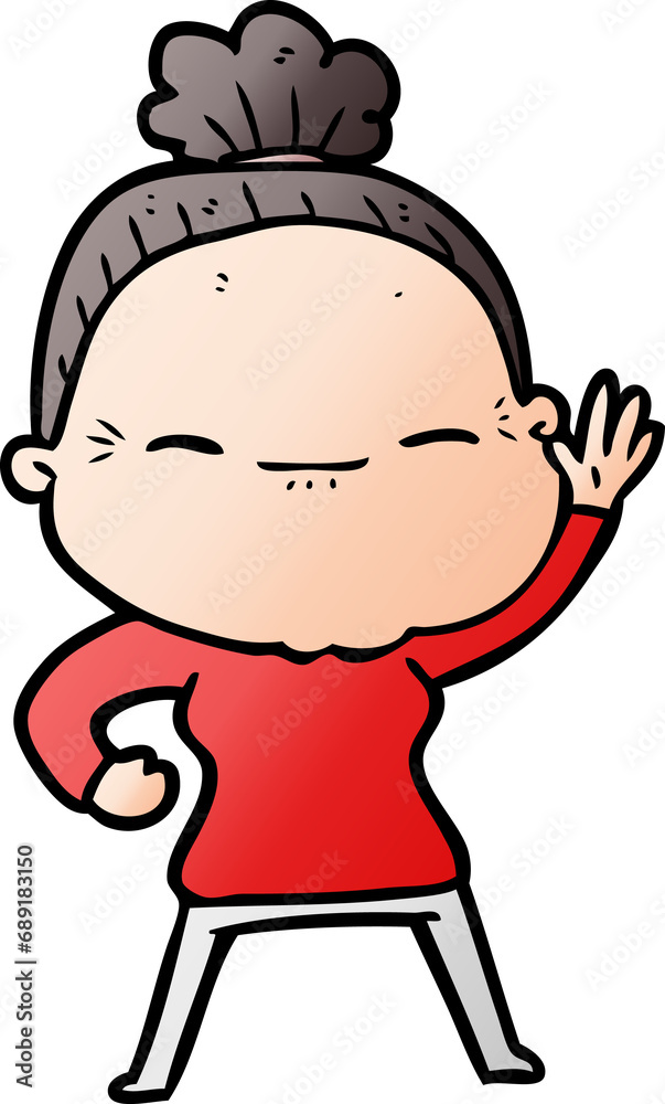 cartoon peaceful old woman