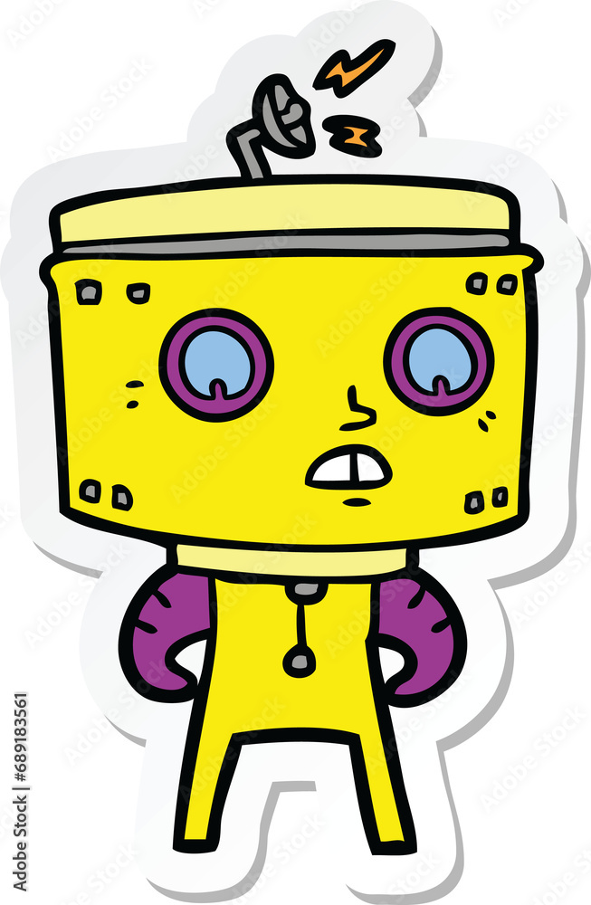sticker of a cartoon robot sticker of a cartoon robot