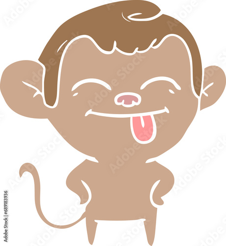 funny flat color style cartoon monkey