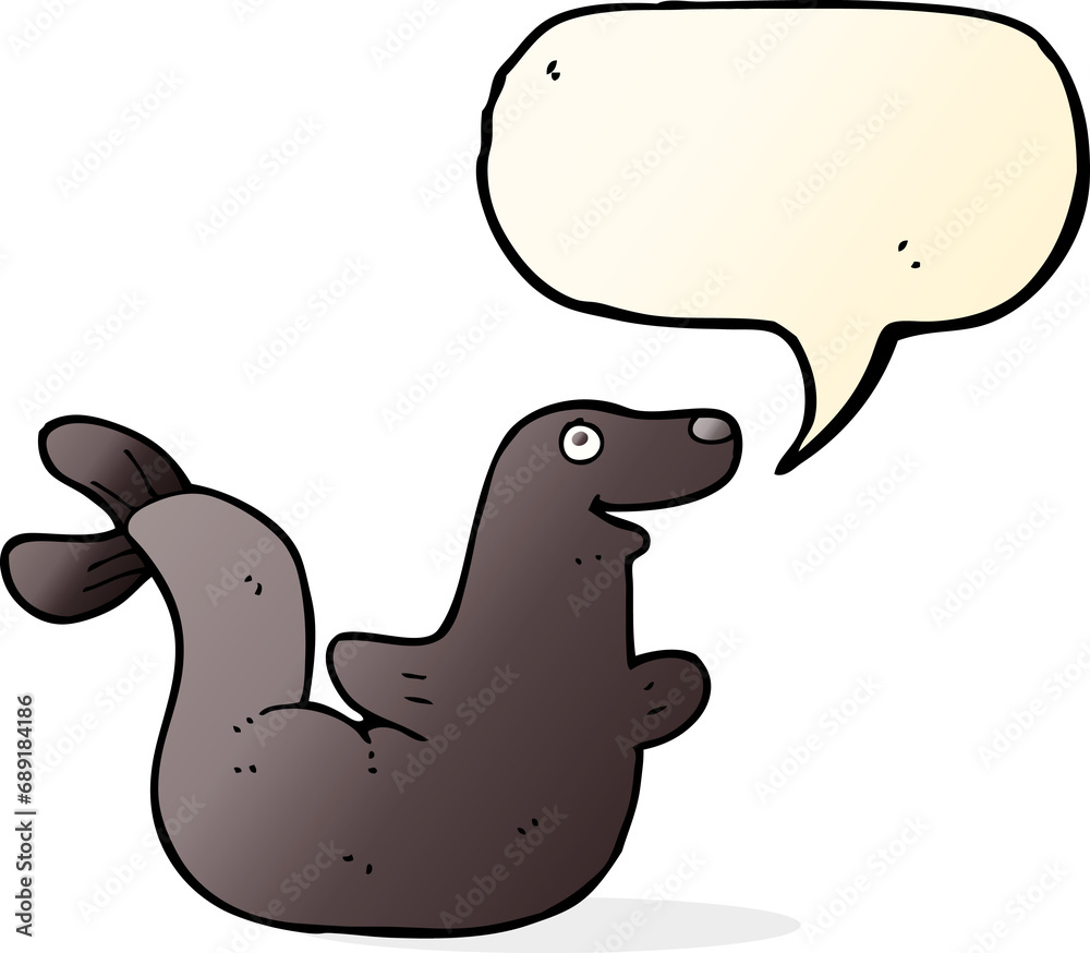 cartoon seal with speech bubble