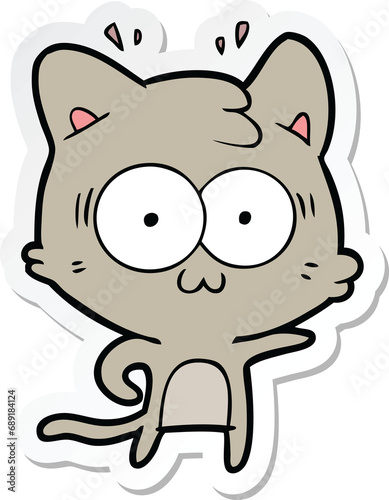 sticker of a cartoon surprised cat