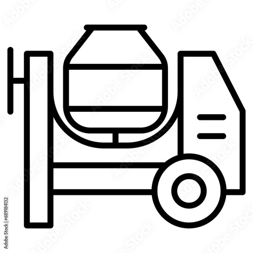 Cement Mixer icon line vector illustration