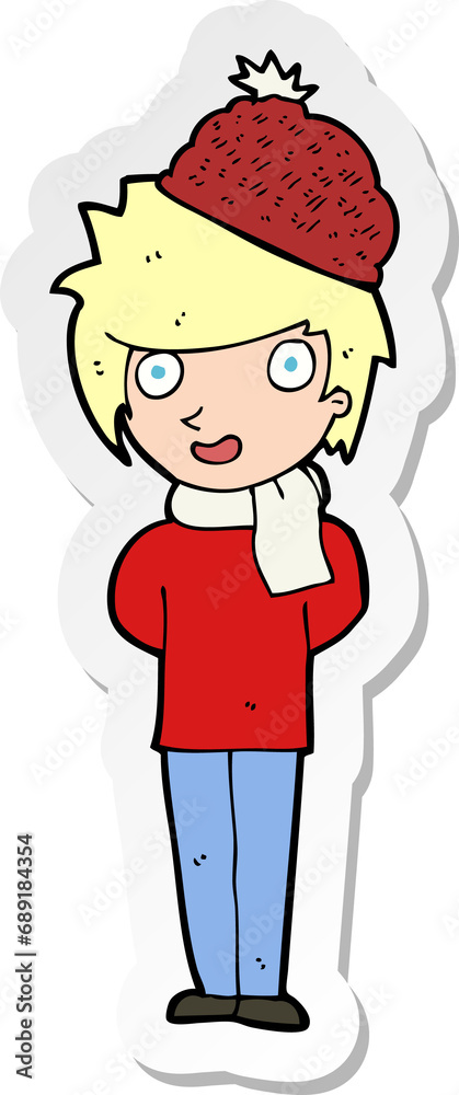 sticker of a cartoon winter man sticker of a cartoon winter man