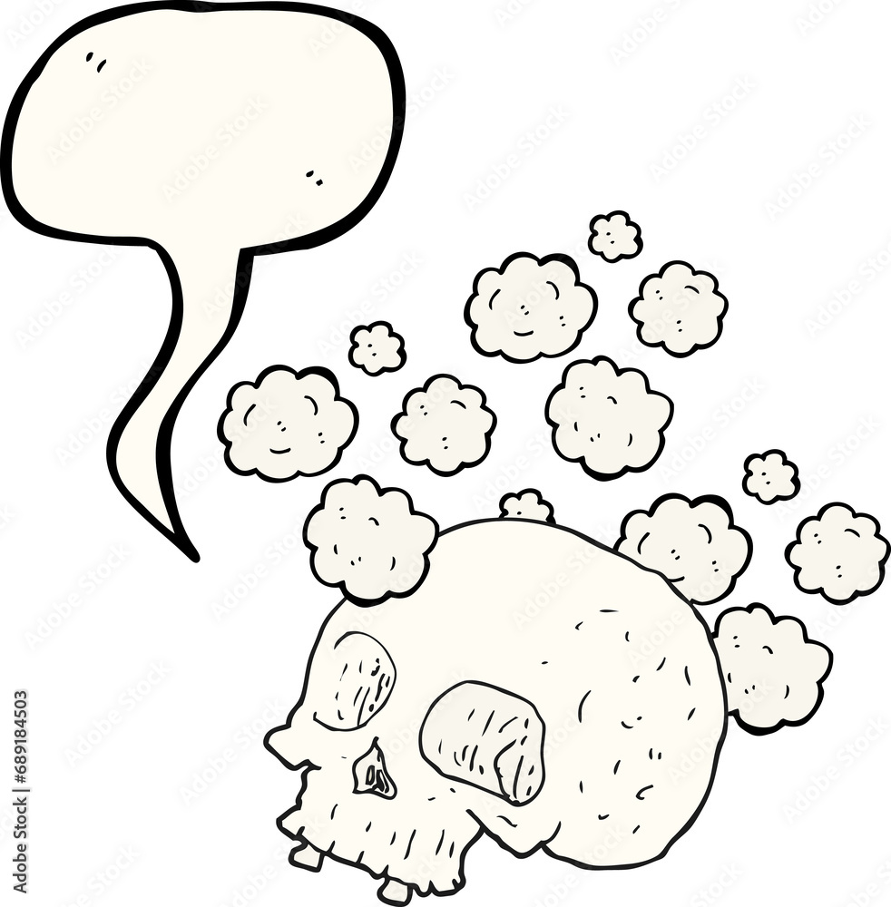 Obraz premium freehand drawn speech bubble cartoon old skull