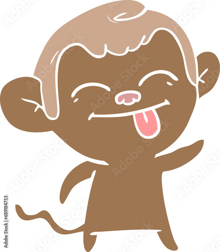 funny flat color style cartoon monkey