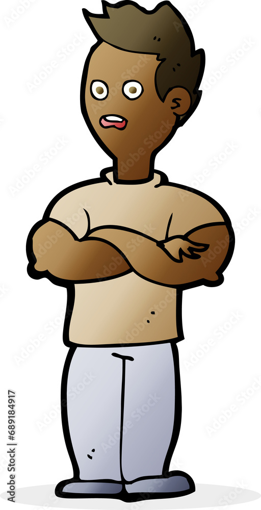 cartoon man with crossed arms