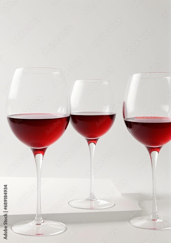 Wine Glasses With People Drinking Red Wine Isolated On A White Background Wine Glasses With People Drinking Red Wine Isolated On A White Background