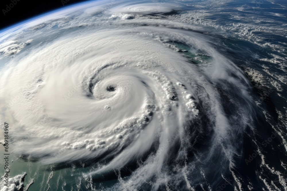 Satellite View Of Hurricane Florence, Super Typhoon Atmospheric Cyclone