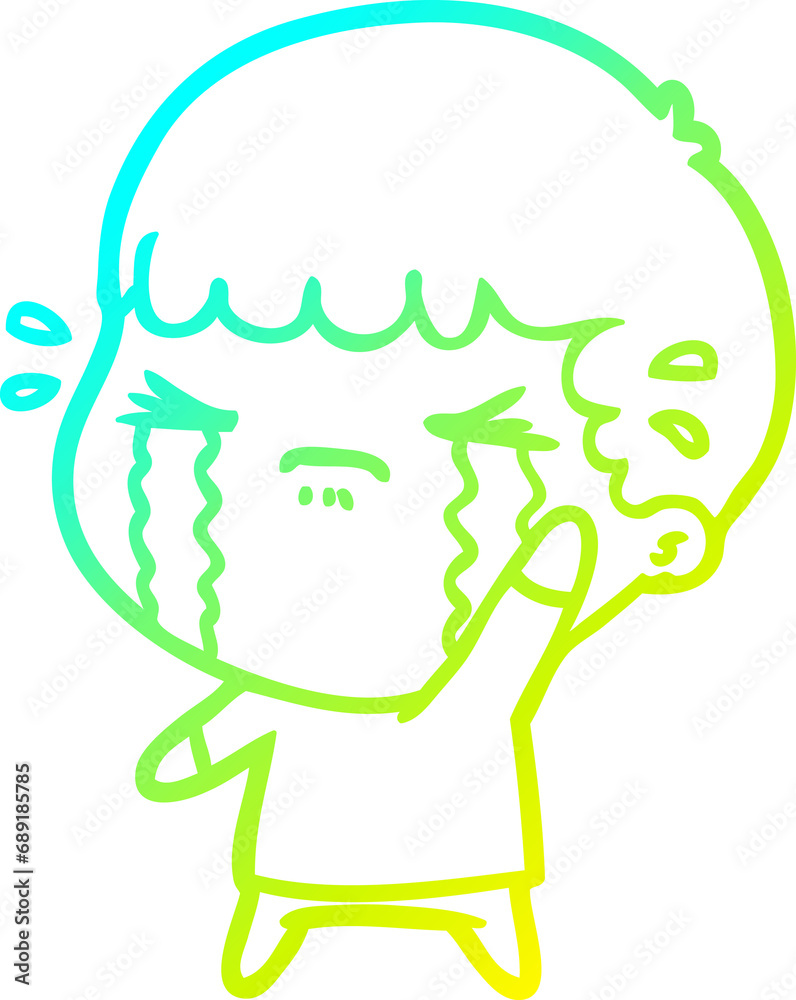 cold gradient line drawing of a cartoon man crying cold gradient line drawing of a cartoon man crying