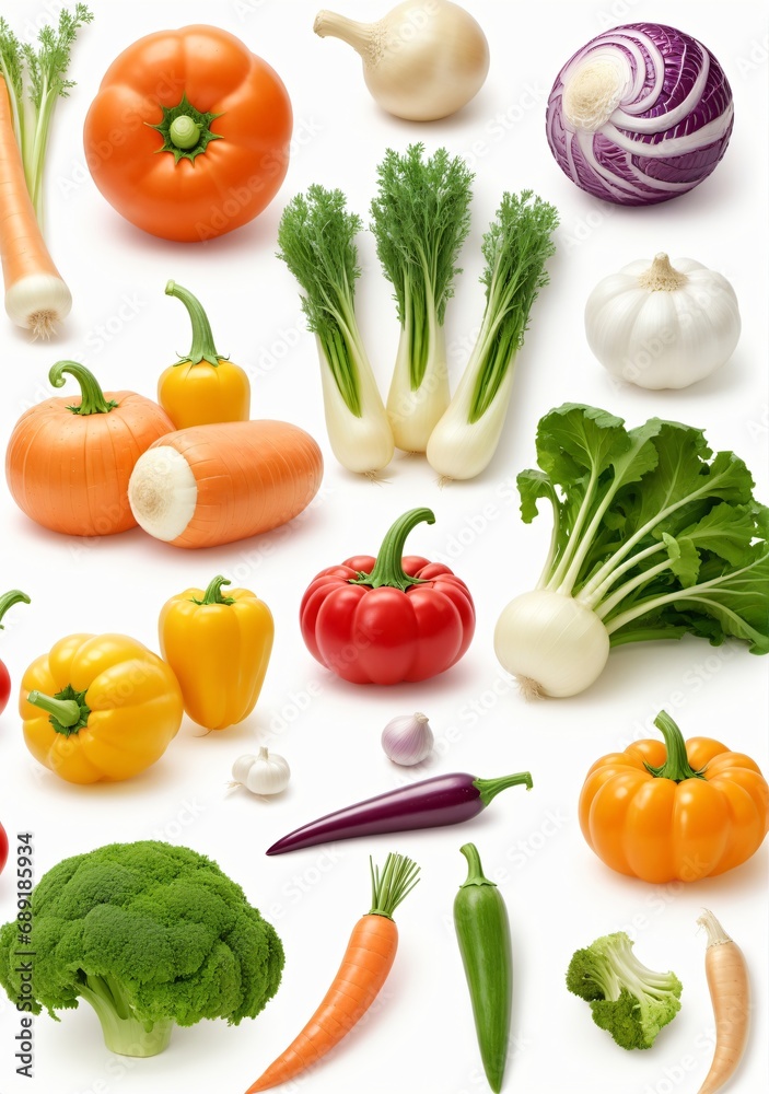 Collection Of Vegetables Isolated On A White Background Collection Of Vegetables Isolated On A White Background