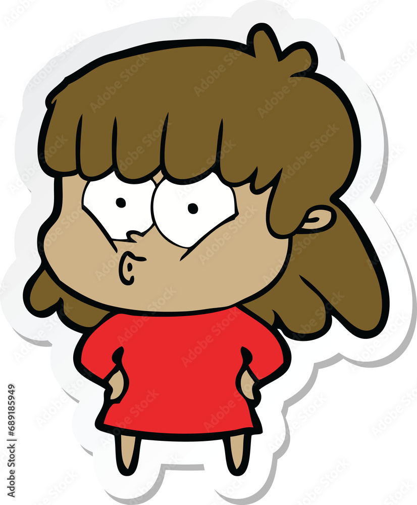 sticker of a cartoon whistling girl sticker of a cartoon whistling girl