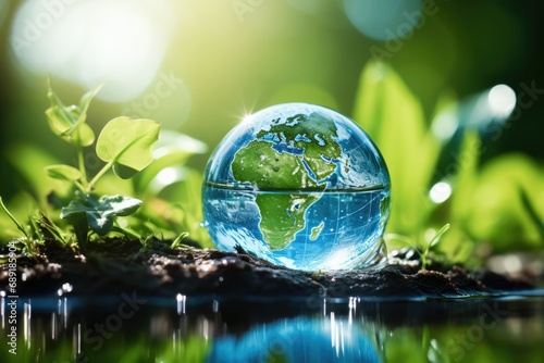 Water Conservation And Protecting The Planet. Сoncept Climate Change Awareness, Sustainable Living, Recycling Tips, Renewable Energy Solutions