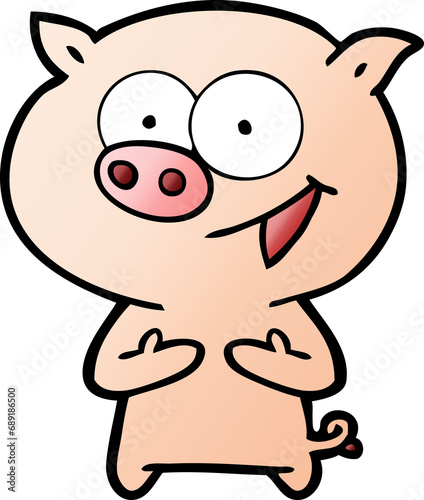 cheerful pig cartoon