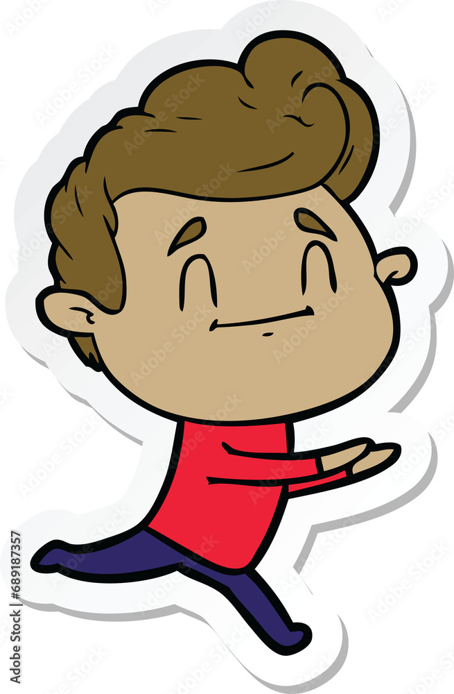 sticker of a running cartoon man sticker of a running cartoon man