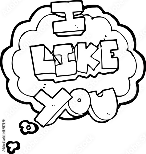 I like you freehand drawn thought bubble cartoon symbol