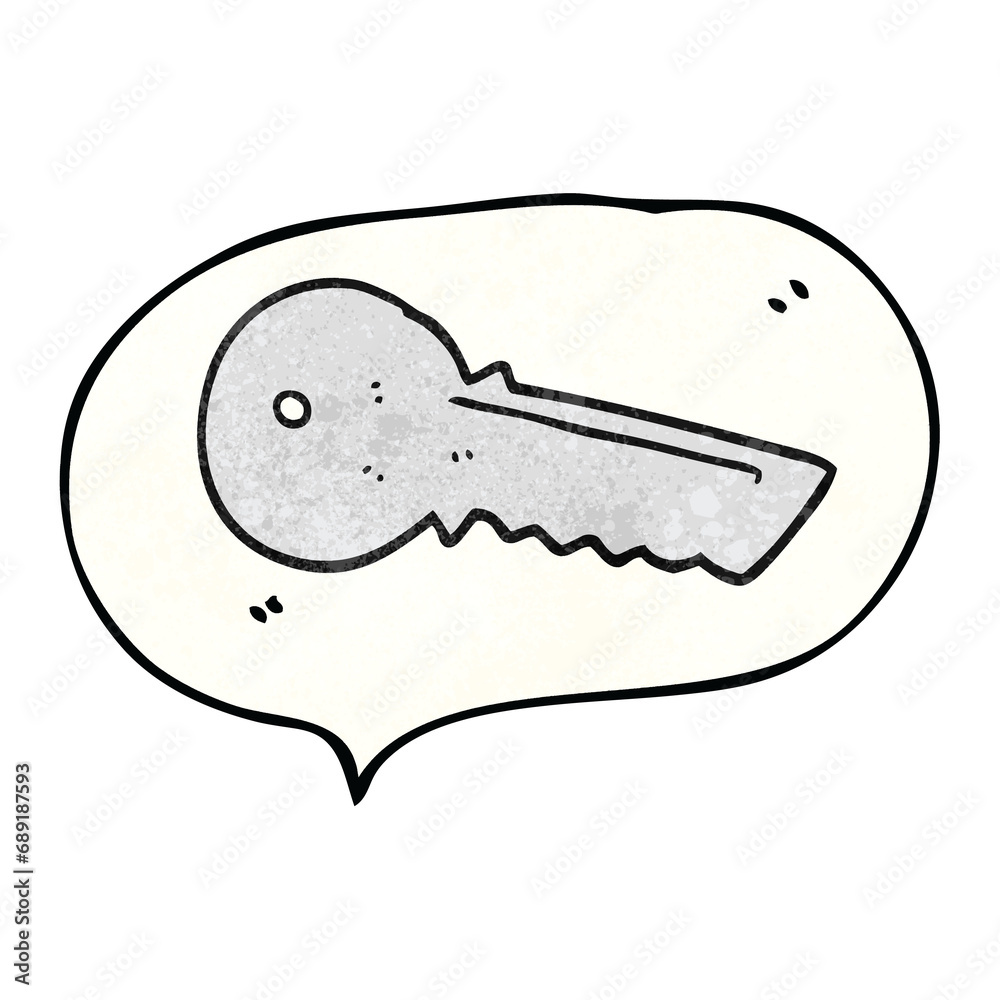 freehand speech bubble textured cartoon door key