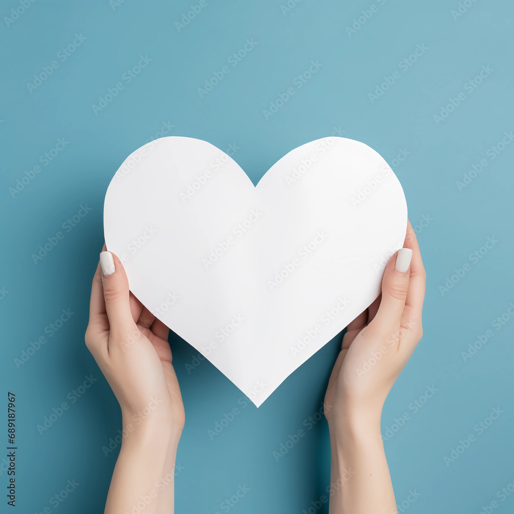 Woman hands holding white paper heart shape, Paper note for Happiness moment, Health care, Birthday card, Anniversary, Donate, Hope, Kindness, Valentine's day concept, Generative AI. Woman hands holding white paper heart shape, Paper note for Happiness moment, Health care, Birthday card, Anniversary, Donate, Hope, Kindness, Valentine's day concept, Generative AI.